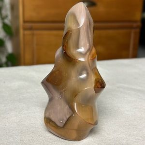 Polychrome Jasper carved crystal flame